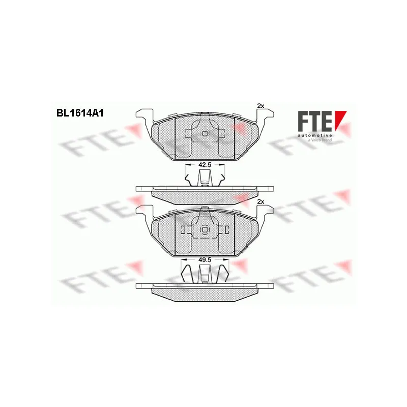 Jeu de 4 plaquettes de frein avant FTE BL1614A1