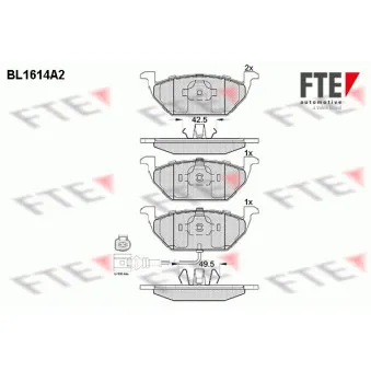 Jeu de 4 plaquettes de frein avant FTE BL1614A2