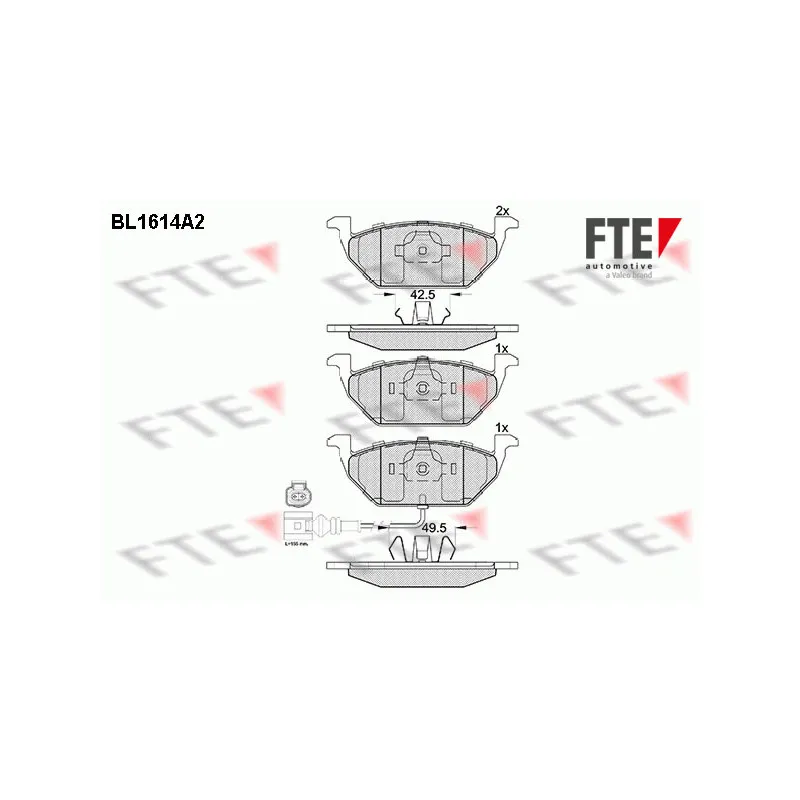 Jeu de 4 plaquettes de frein avant FTE BL1614A2