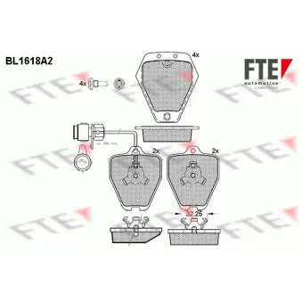 Jeu de 4 plaquettes de frein avant FTE BL1618A2