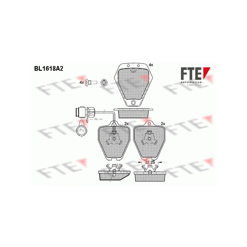 Jeu de 4 plaquettes de frein avant FTE BL1618A2