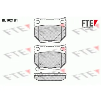 Jeu de 4 plaquettes de frein arrière FTE BL1621B1