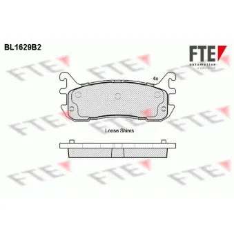 Jeu de 4 plaquettes de frein arrière FTE BL1629B2