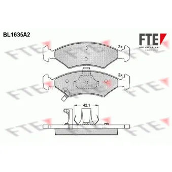 Jeu de 4 plaquettes de frein avant FTE BL1635A2