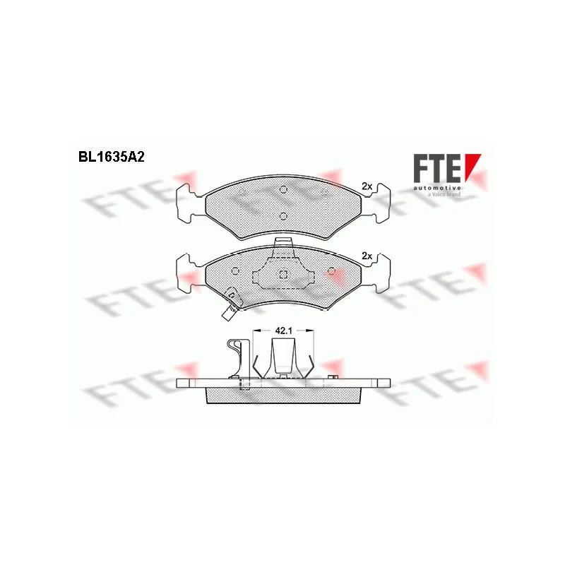 Jeu de 4 plaquettes de frein avant FTE BL1635A2