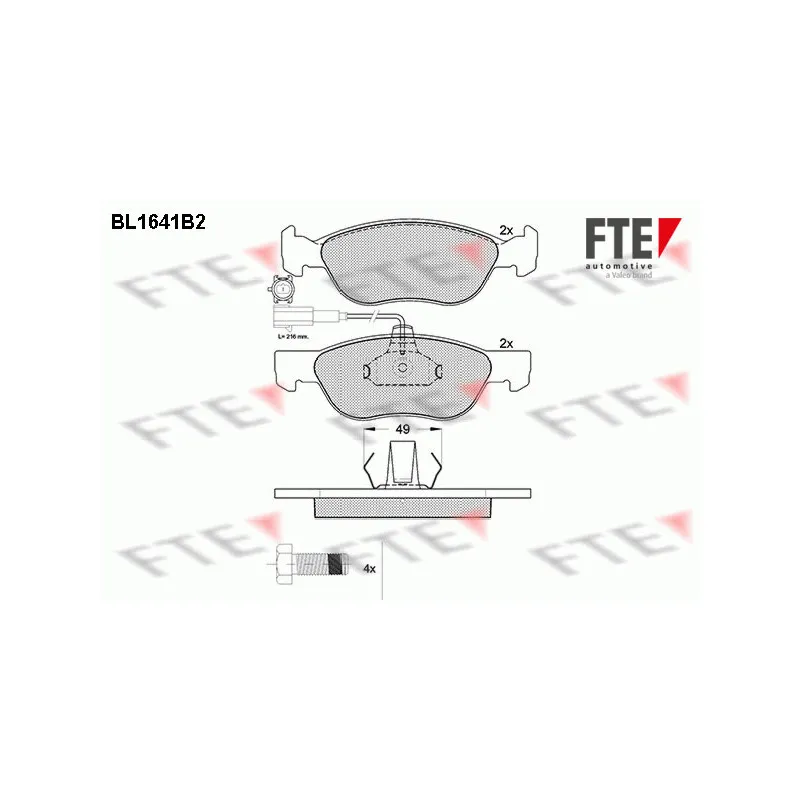 Jeu de 4 plaquettes de frein avant FTE BL1641B2