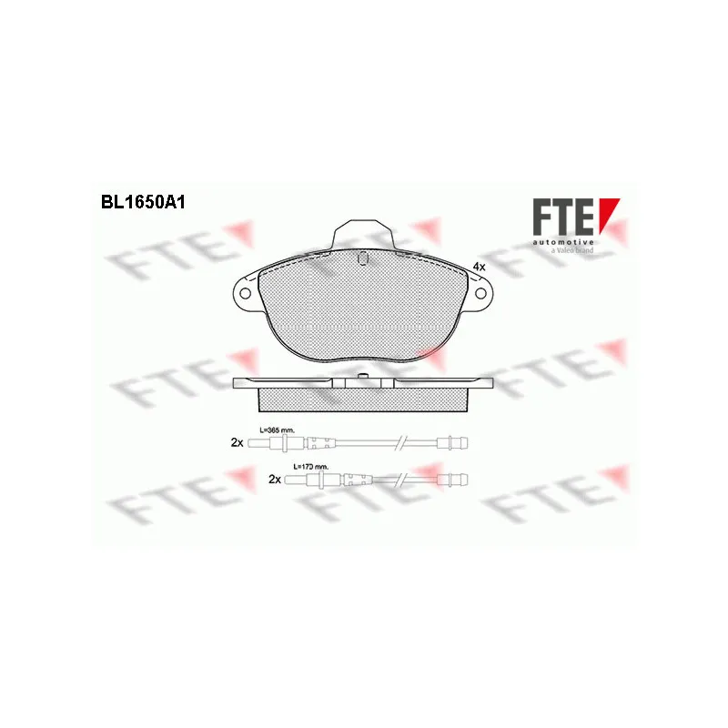 Jeu de 4 plaquettes de frein avant FTE BL1650A1
