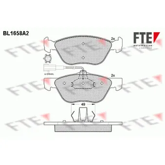 Jeu de 4 plaquettes de frein avant FTE BL1658A2