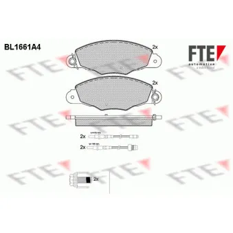 Jeu de 4 plaquettes de frein avant FTE BL1661A4