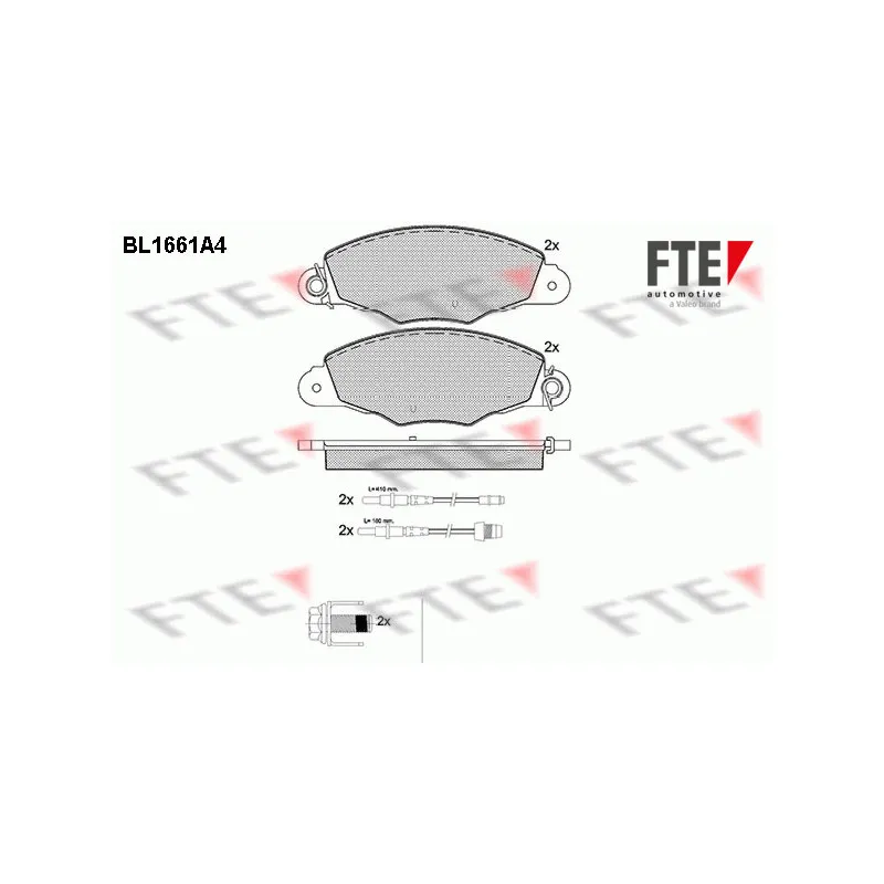 Jeu de 4 plaquettes de frein avant FTE BL1661A4