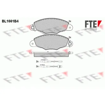 Jeu de 4 plaquettes de frein avant FTE BL1661B4