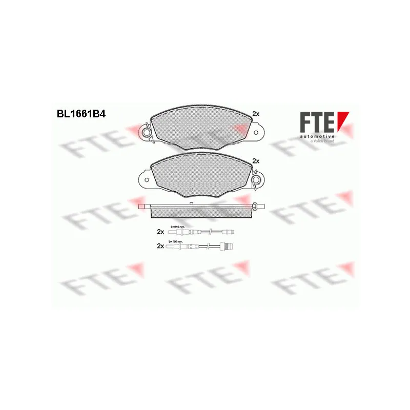 Jeu de 4 plaquettes de frein avant FTE BL1661B4
