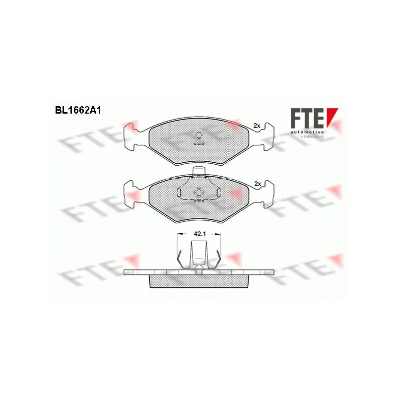 Jeu de 4 plaquettes de frein avant FTE BL1662A1
