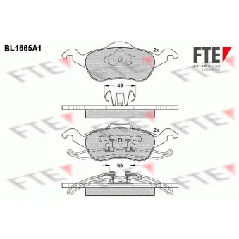 Jeu de 4 plaquettes de frein avant FTE BL1665A1