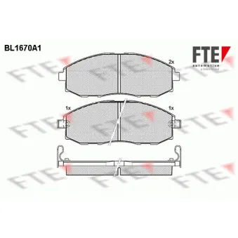 Jeu de 4 plaquettes de frein avant FTE BL1670A1