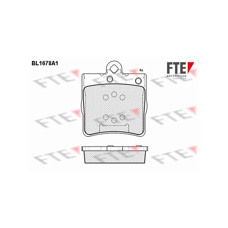 Jeu de 4 plaquettes de frein arrière FTE BL1678A1