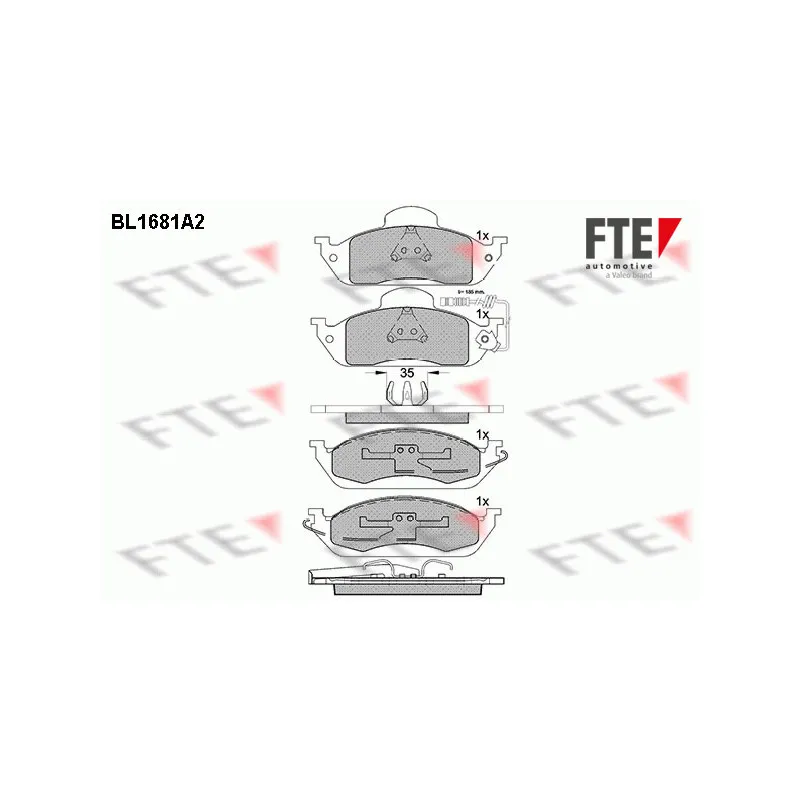Jeu de 4 plaquettes de frein avant FTE BL1681A2
