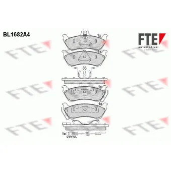 Jeu de 4 plaquettes de frein arrière FTE BL1682A4