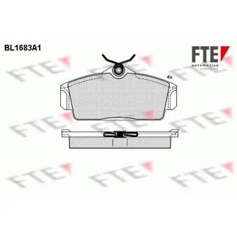 Jeu de 4 plaquettes de frein avant FTE BL1683A1