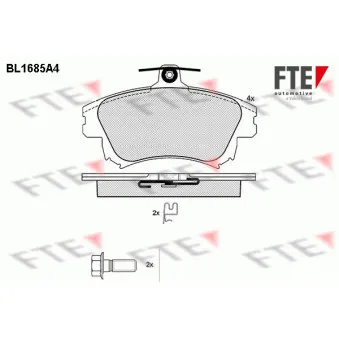 Jeu de 4 plaquettes de frein avant FTE BL1685A4