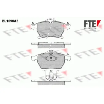 Jeu de 4 plaquettes de frein avant FTE BL1690A2