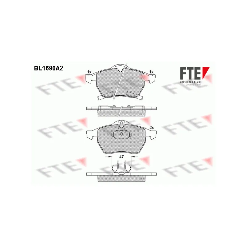 Jeu de 4 plaquettes de frein avant FTE BL1690A2