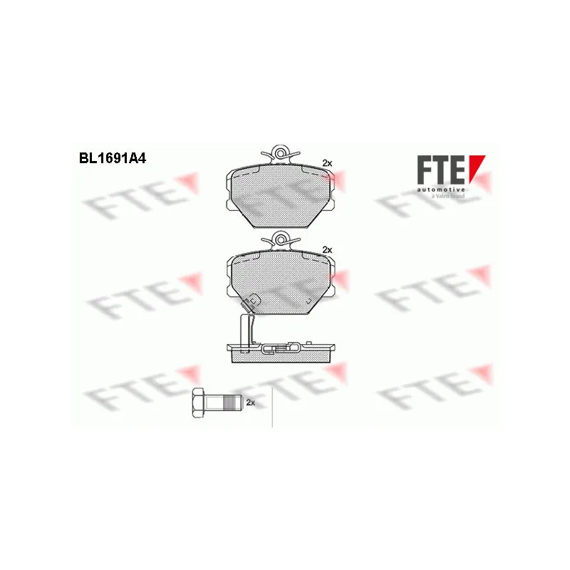 Jeu de 4 plaquettes de frein avant FTE BL1691A4