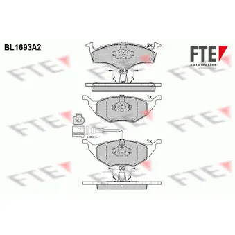 Jeu de 4 plaquettes de frein avant FTE BL1693A2