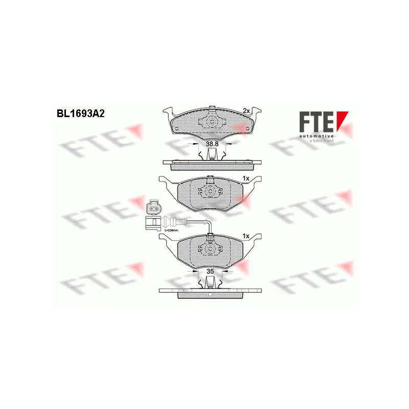 Jeu de 4 plaquettes de frein avant FTE BL1693A2