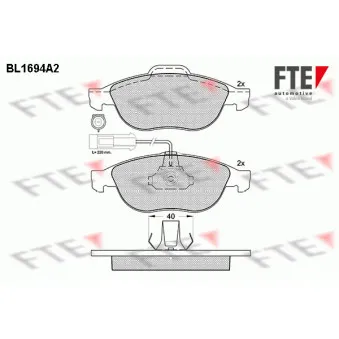 Jeu de 4 plaquettes de frein avant FTE BL1694A2