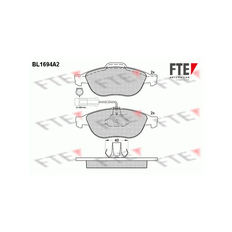 Jeu de 4 plaquettes de frein avant FTE BL1694A2