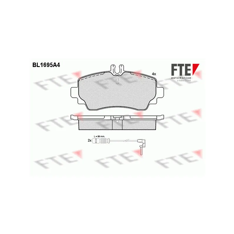 Jeu de 4 plaquettes de frein avant FTE BL1695A4