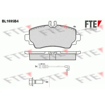 Jeu de 4 plaquettes de frein avant FTE BL1695B4