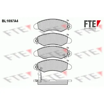Jeu de 4 plaquettes de frein avant FTE BL1697A4