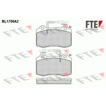 Jeu de 4 plaquettes de frein avant FTE BL1700A2