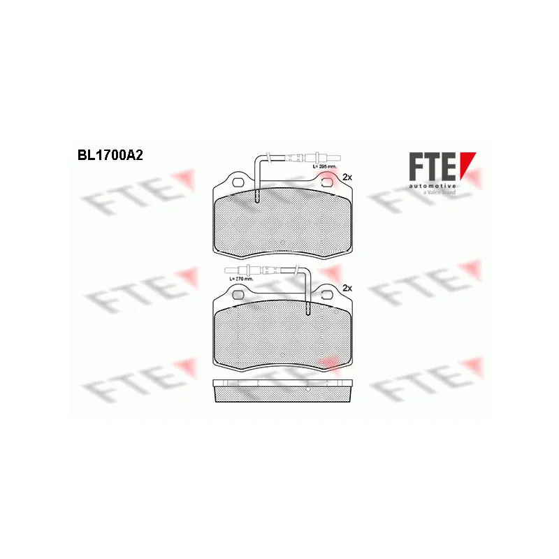 Jeu de 4 plaquettes de frein avant FTE BL1700A2