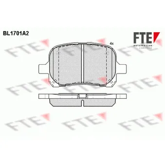 Jeu de 4 plaquettes de frein avant FTE BL1701A2