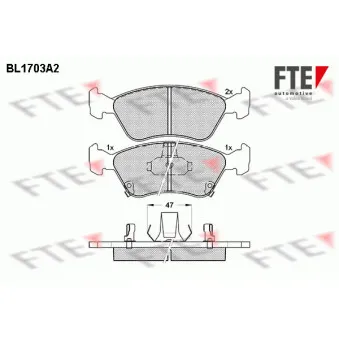 Jeu de 4 plaquettes de frein avant FTE BL1703A2