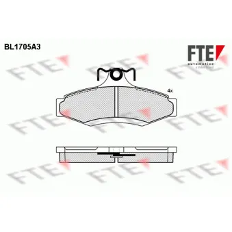 Jeu de 4 plaquettes de frein arrière FTE BL1705A3