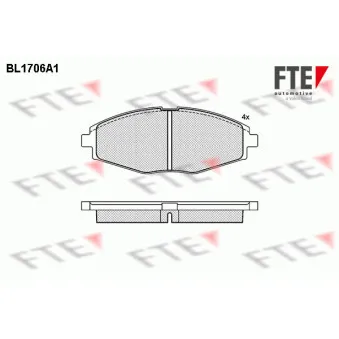 Jeu de 4 plaquettes de frein avant FTE BL1706A1