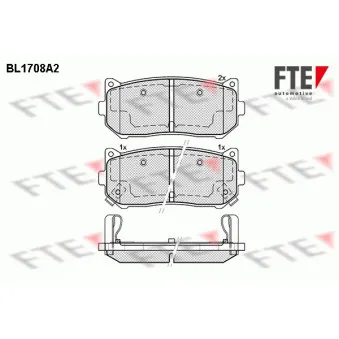Jeu de 4 plaquettes de frein arrière FTE BL1708A2