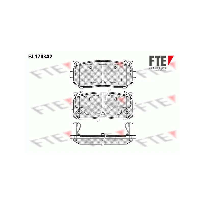 Jeu de 4 plaquettes de frein arrière FTE BL1708A2