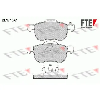 Jeu de 4 plaquettes de frein avant FTE BL1716A1
