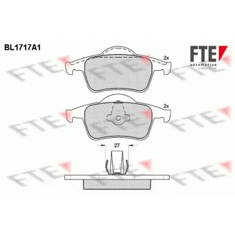 Jeu de 4 plaquettes de frein arrière FTE BL1717A1