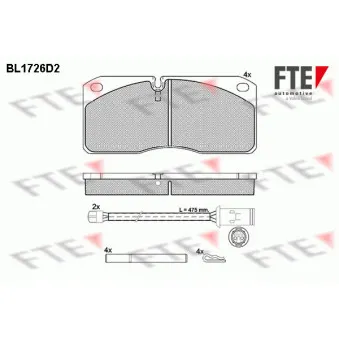 Jeu de 4 plaquettes de frein avant FTE BL1726D2