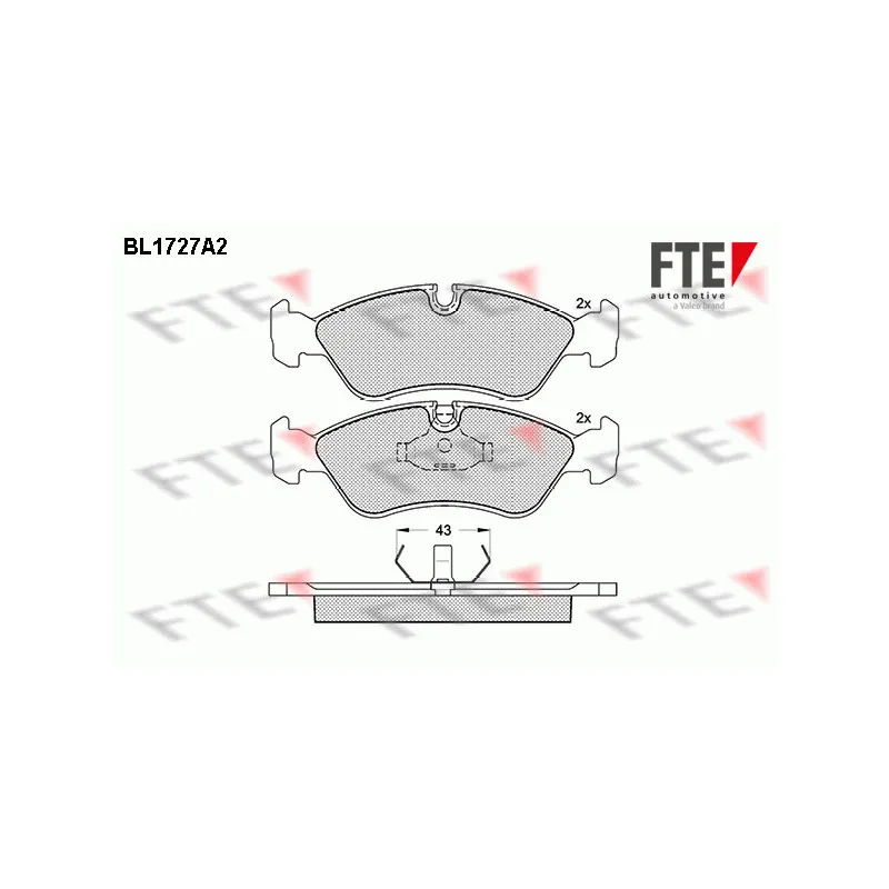 Jeu de 4 plaquettes de frein avant FTE BL1727A2