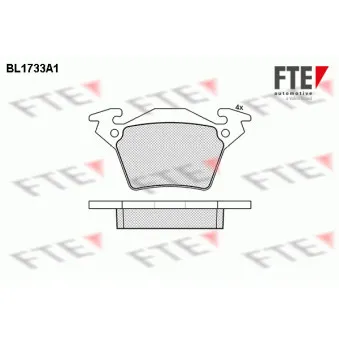Jeu de 4 plaquettes de frein arrière FTE BL1733A1