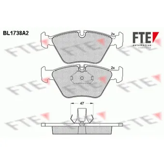 Jeu de 4 plaquettes de frein avant FTE BL1738A2