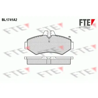 Jeu de 4 plaquettes de frein arrière FTE BL1741A2