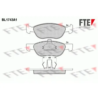 Jeu de 4 plaquettes de frein avant FTE BL1743A1